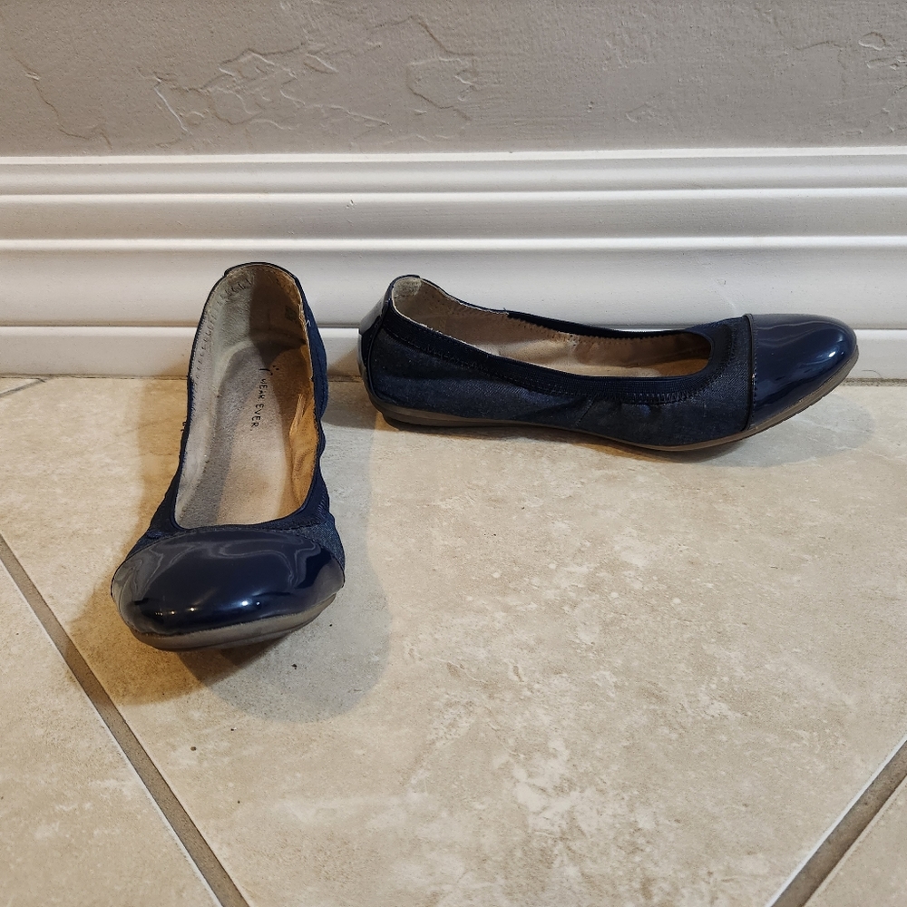 Wear Ever Denim Blue Patent Toe Ballet Flat